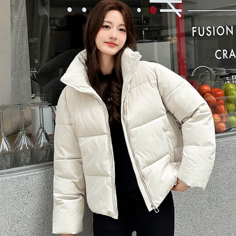 Women's Short Down Alternative Puffer Jacket 2026 Korean Loose Fit Winter Coat