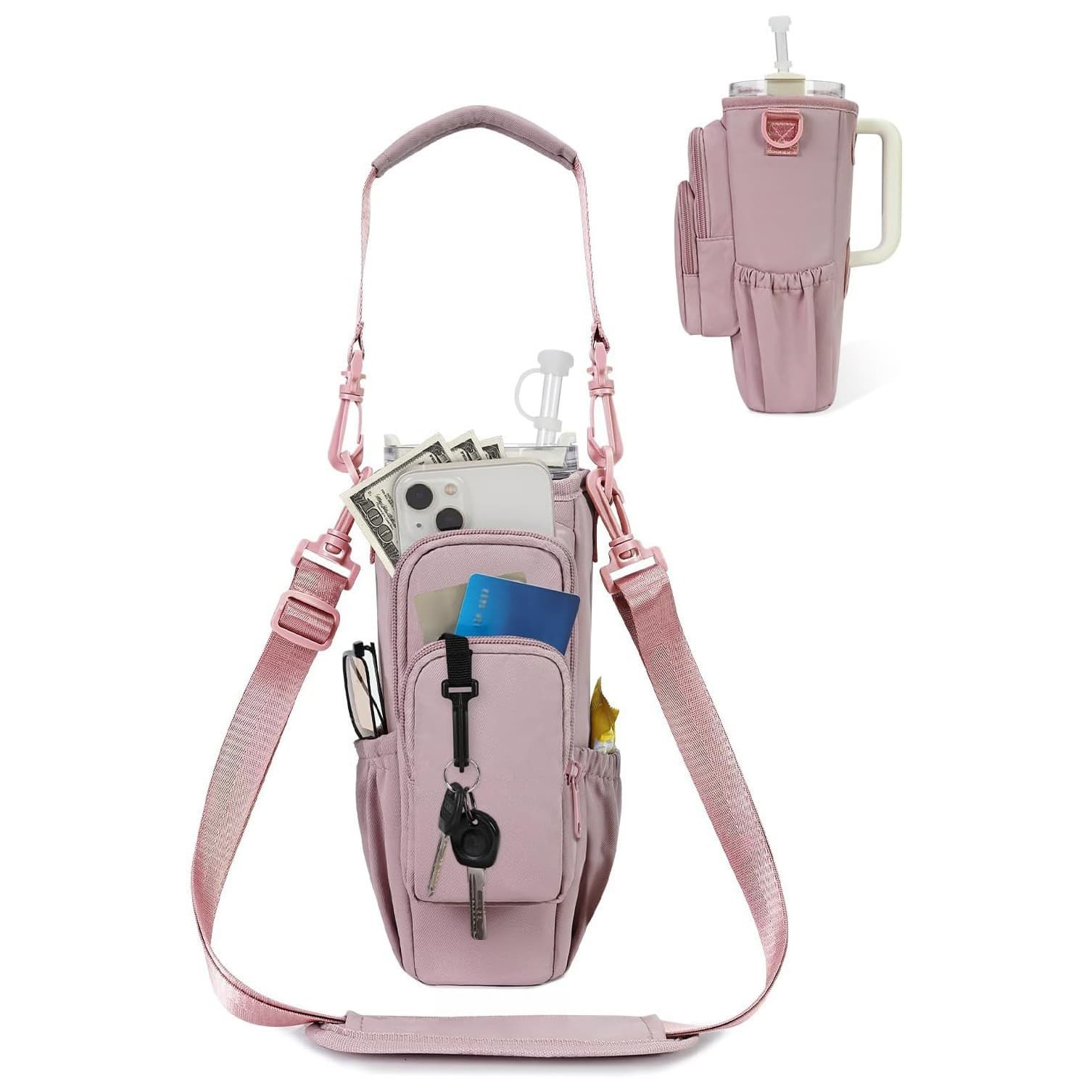 In Stock Amazon Best Seller Insulated Water Bottle Bag, Adjustable Crossbody Strap, Thermal Cup Holder for Outdoor Sports