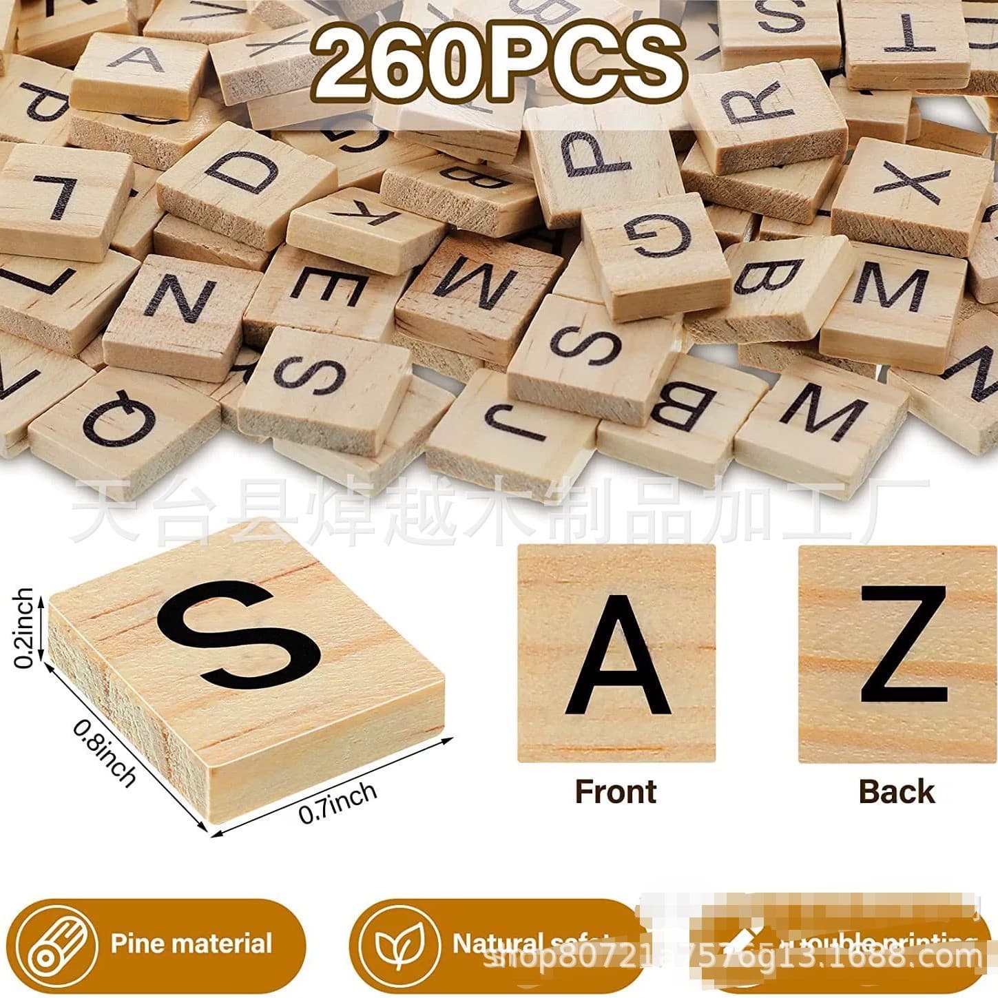 Children's Diy Wooden Crafts Spruce Blocks Puzzle Building Blocks 26 Large English Letters Recognition Wooden Pieces