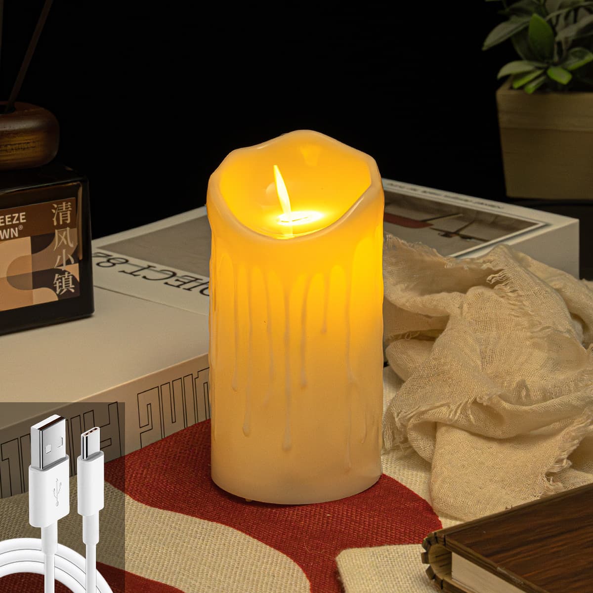 USB Rechargeable Electronic Candle Light, Remote Control Flameless Flickering Candle for Wedding, Restaurant, Concert, Proposal, and Guide Light