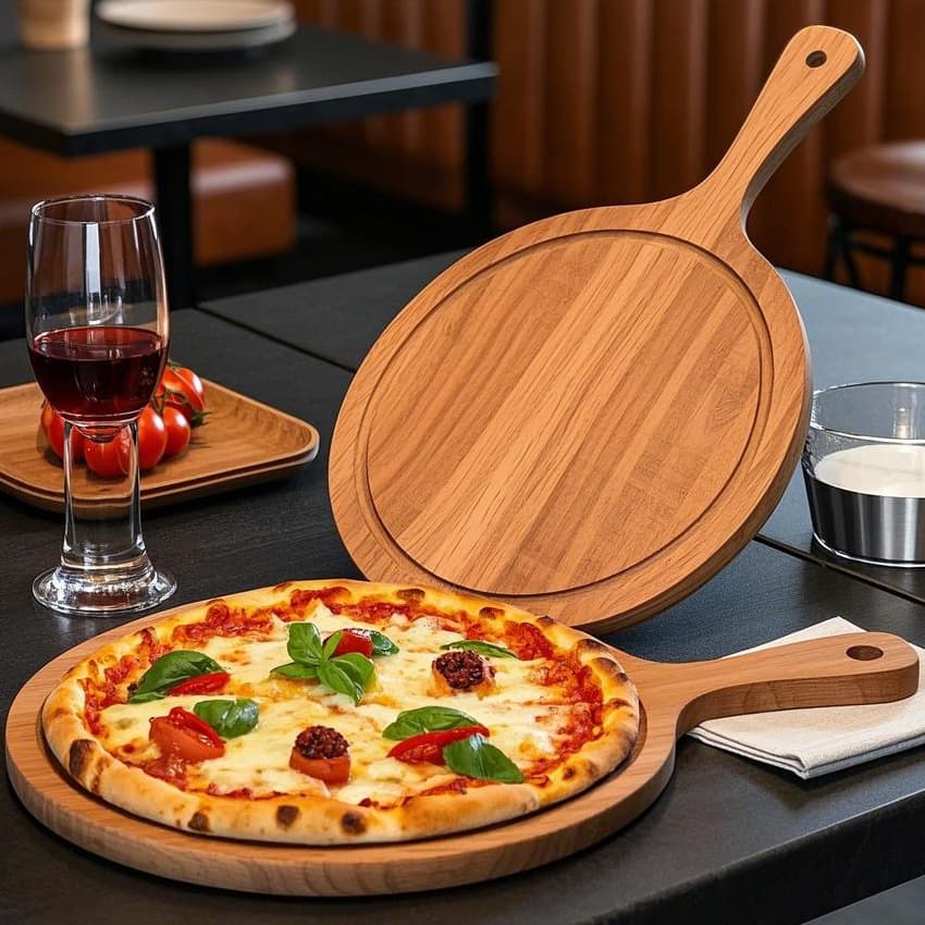 Pizza Board Tray Wooden Pizza Plate Oak Tray Western Bread and Dessert Board Commercial Solid Wood Round Pizza Board
