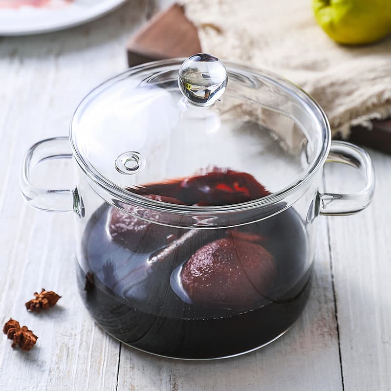 Best-Seller High Borosilicate Glass Pot Double-Ear Soup Pot Household Transparent Double-Handle Stew Pot for Electric Ceramic Stove Milk Pot Instant Noodle Bowl