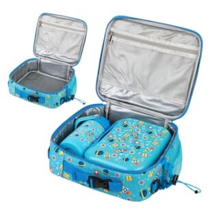 Kids Lunch Box Water Bottle Insulated Lunch Bag Set Student Portable Plastic Meal Box Cute Bento Box with Children's Utensils