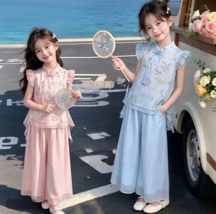 Girls Set Summer 2026 New Children Fashion Chinese Style Hanfu Two-Piece Set Summer Clothes Trendy