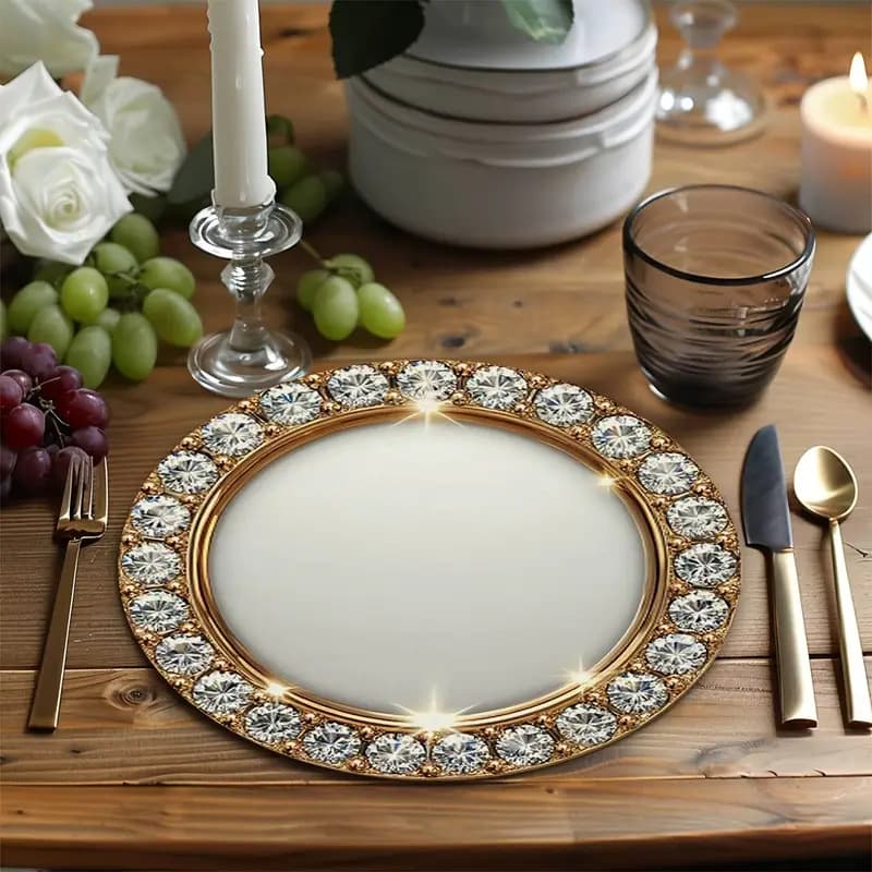 Cross-border Amazon Gold Diamond Disposable Paper Placemats for Wedding Holiday Parties Christmas Decorations