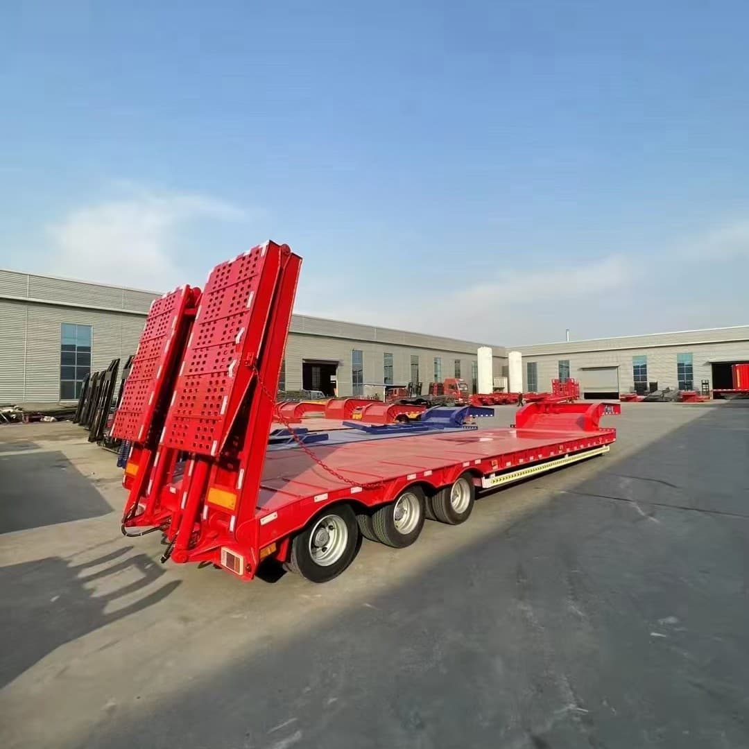 10-Meter Flatbed Full Trailer Truck Manufacturer 13 Excavator Carrier Transport Vehicle Price Two-Section Truck Hydraulic Platform Trailer