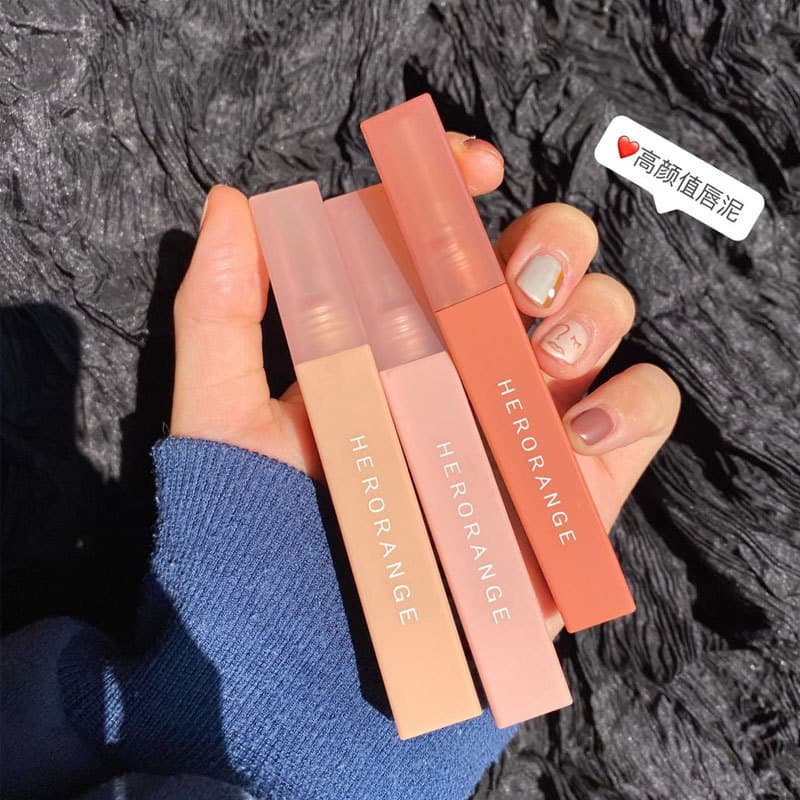 Color Diary Lip Mud Small Square Tube Velvet Matte Lip Glaze Milk Tea Bean Paste High Appearance Student Affordable Matte Lipstick