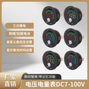 Waterproof Round DC Voltmeter 8-100V Battery Lithium Digital Display Voltage Meter Head with Reverse Polarity Protection