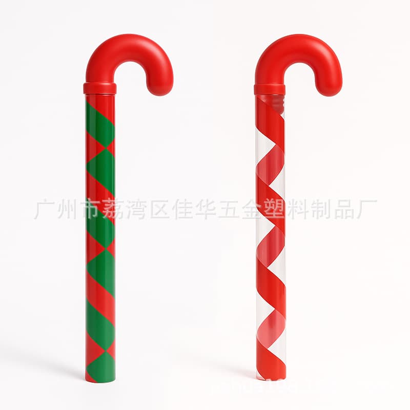 25mm transparent plastic tube with cane head; 25mm transparent cane tube with shrink film; Candy-shaped cane.