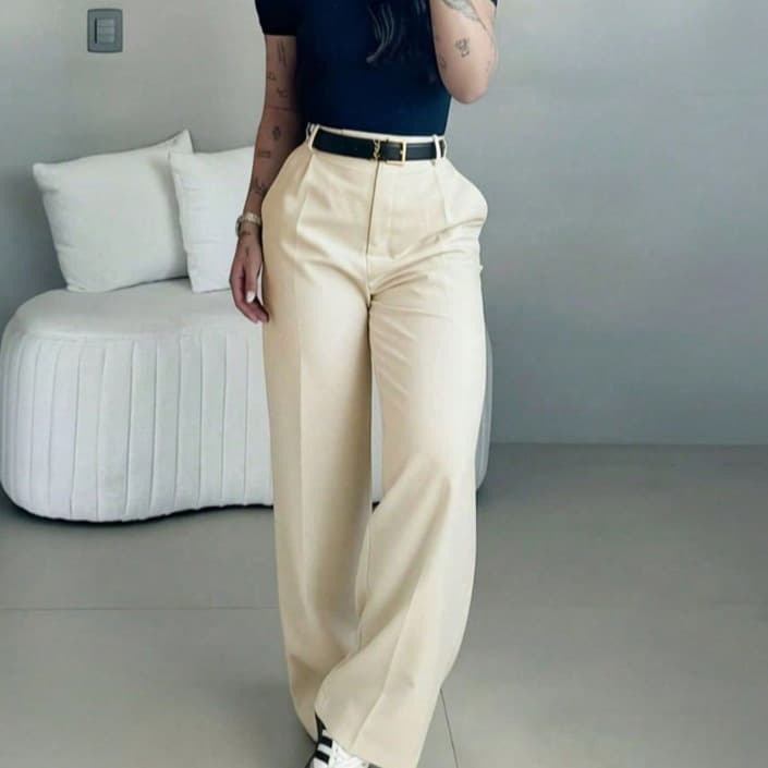New European and American Cross-Border Women's Solid Color High-Drape Straight-Leg Suit Pants Casual Long Pants with Versatile Belt