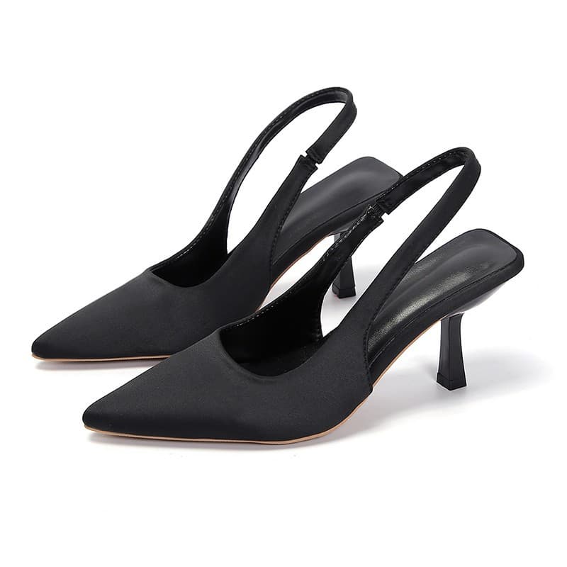 European and American foreign trade new large size pointed toe high-heeled sandals women's toe-toe stiletto heel cloth-covered fashion single shoes