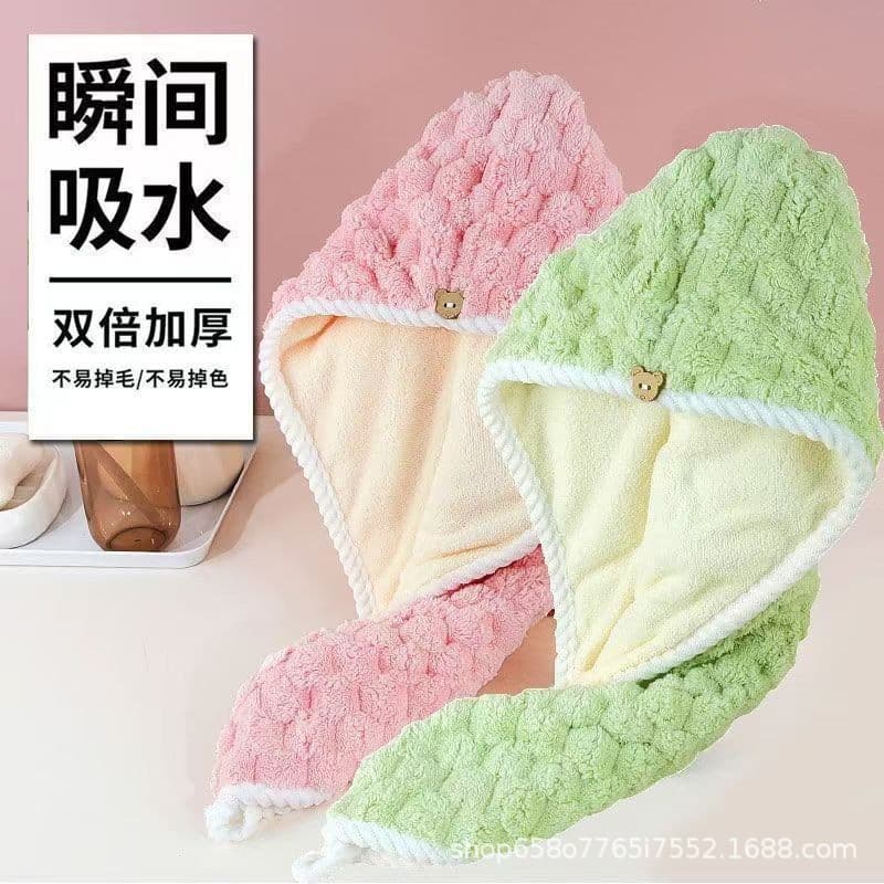 Women's Hair Drying Cap 2025 New Style Super Absorbent Quick-Drying Hair Towel Thickened Double Layer Shower Cap Towel Head Wrap