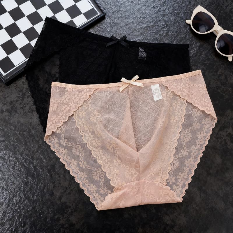 Men's Full Lace Triangle Underwear Ultra-Thin Transparent Panty Sexy Breathable Lace Trendy Men's Briefs