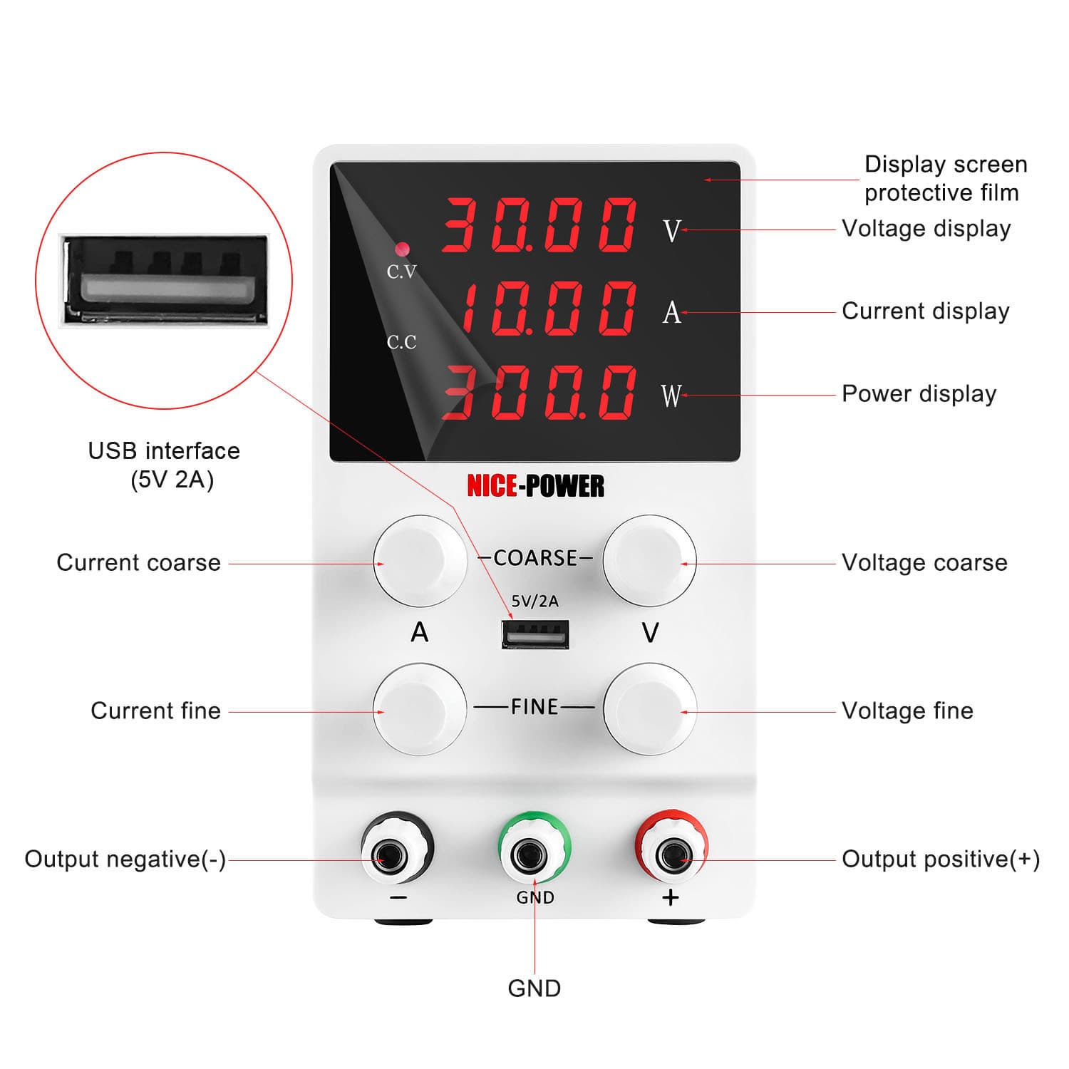 nicepower DC regulated power supply SPS3010/305 SPS605/1203 adjustable power supply 30V10A