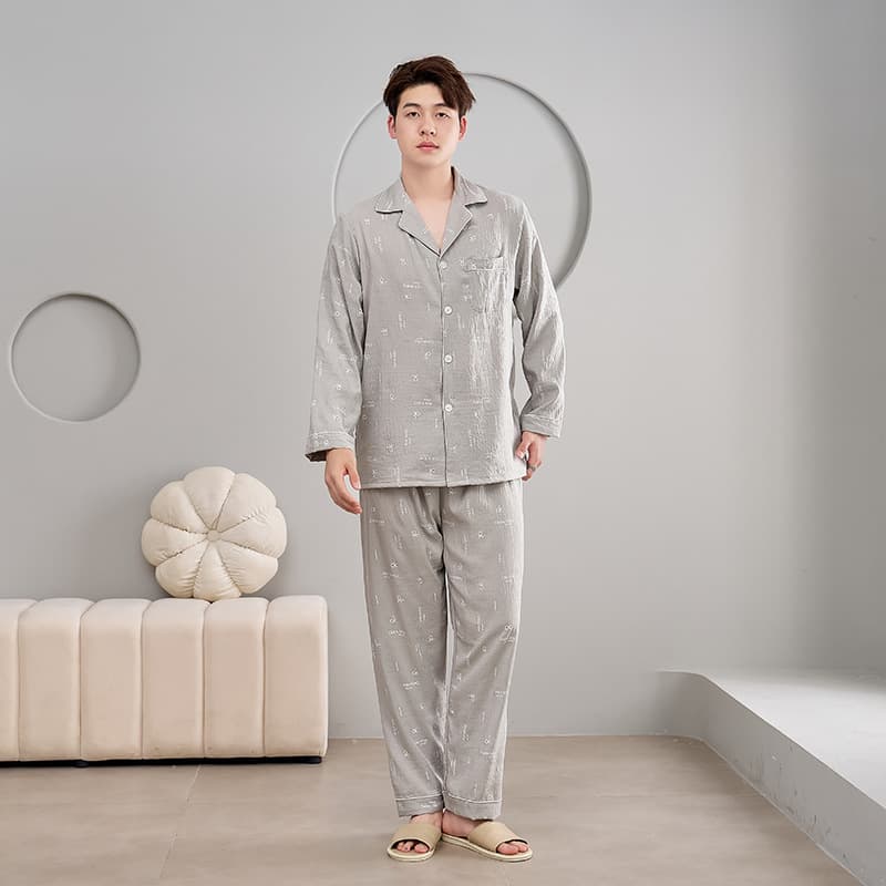 2026 New Cloud Cotton Pajamas for Men, Long-Sleeved, Long Pants, Thin, Casual, Large Size, Can Be Worn Outside, Home Wear Set