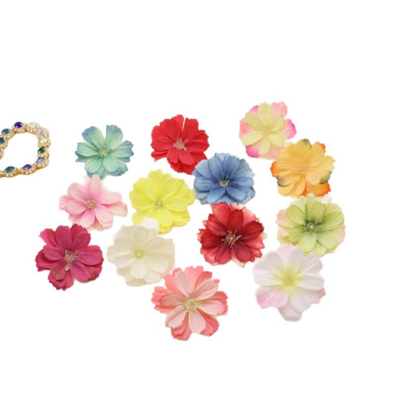 Simulated Small Flower Hanfu Headpiece DIY Handmade Wreath Material Embellished Silk Flower Hat Wedding Decoration Flower