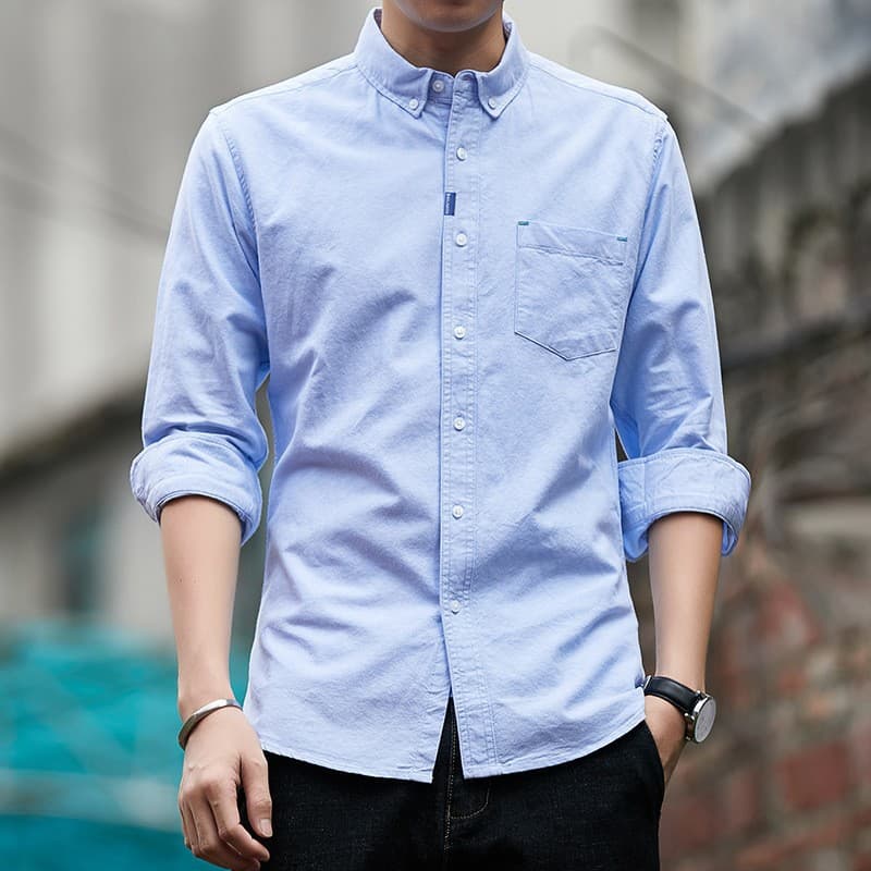 Autumn/Winter Loose Casual Jacket Korean Trendy Stylish Shirt Men Business Formal Oxford Long Sleeve Shirt
