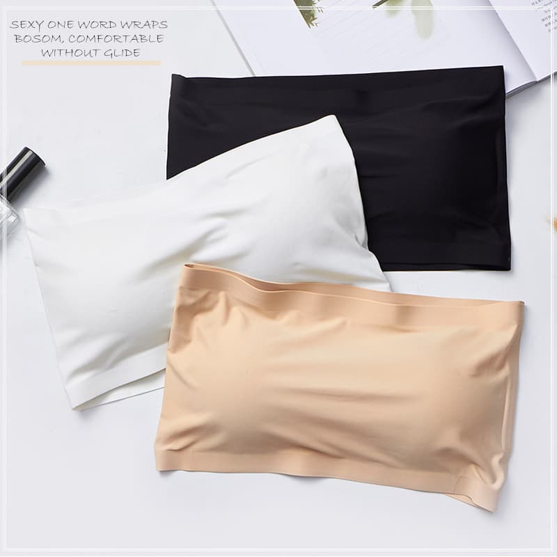 Solid Color Strapless Bra for Women, Small Bust Bandeau with Anti-Slip Design, Wire-Free Seamless Innerwear Bra