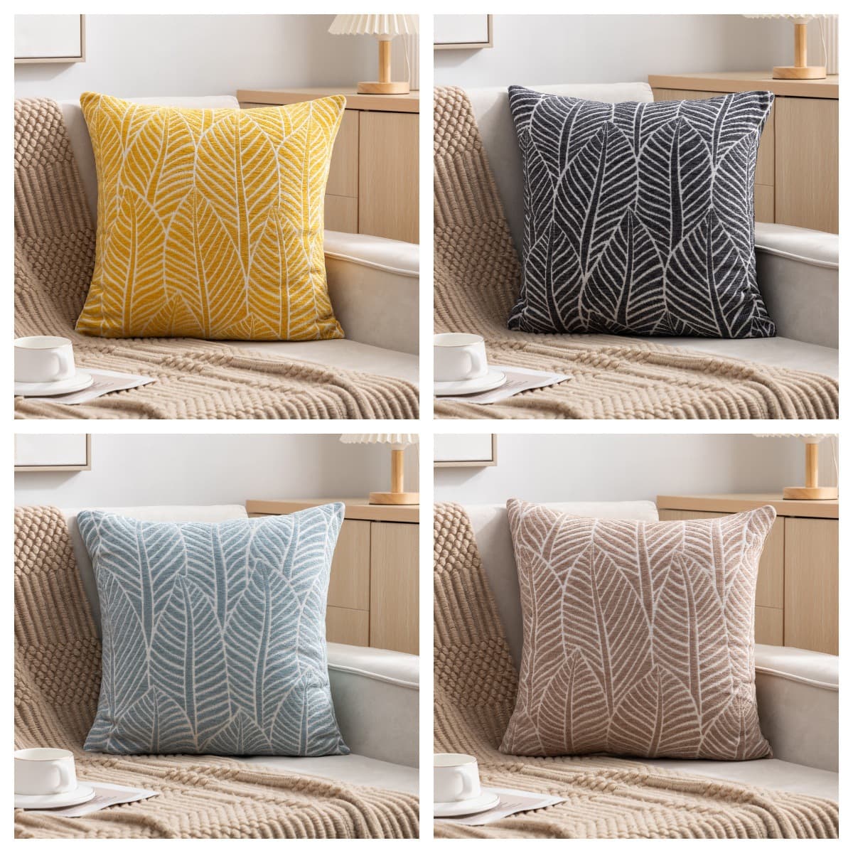 Home Sofa Pillowcase Snail Leaf Pattern Cushion Cover Bed Headrest Backrest Pad Waist Pillowcase Modern Simple Style