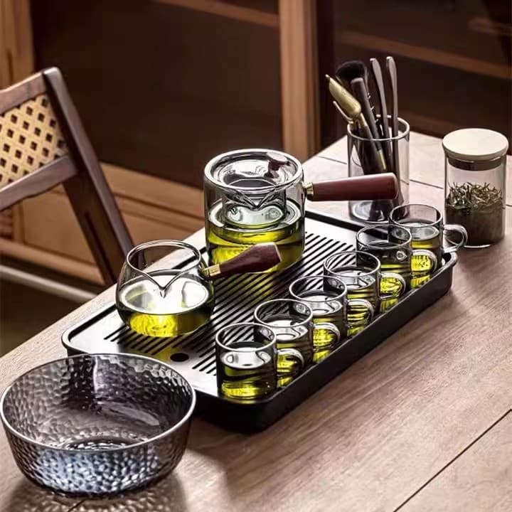Luxury Home Glass Tea Set with Cups, Kung Fu Tea Heat-Resistant Teapot, Simple Filter Small Teapot