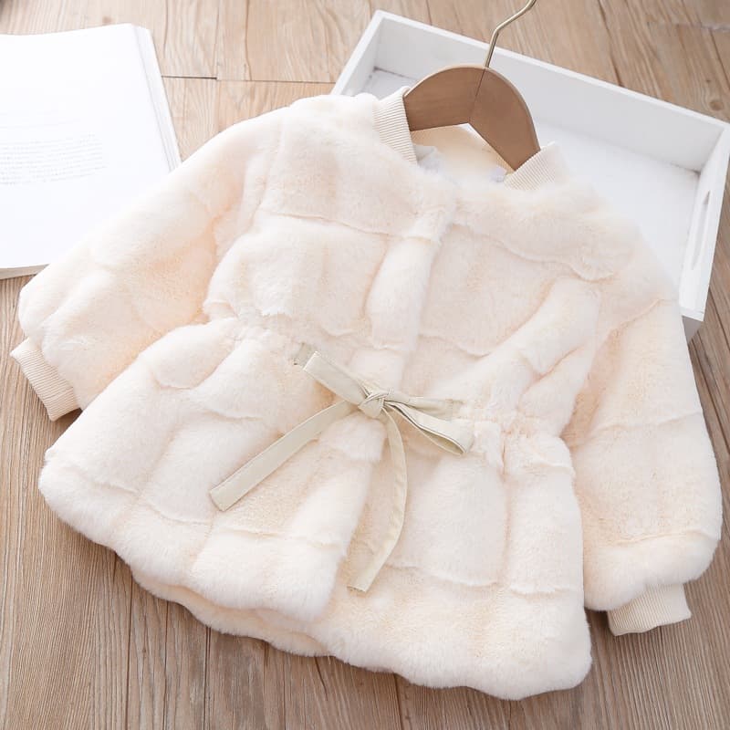 3510 Kids Girls Autumn Winter New Coat Baby Korean Style Thick Fleece Top Faux Fur