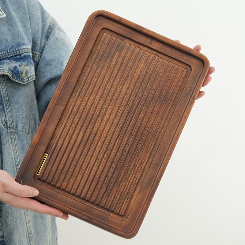Whole walnut tea tray household solid wood tea table kungfu tea set tray tea set saucer bakelite tea basin tea table