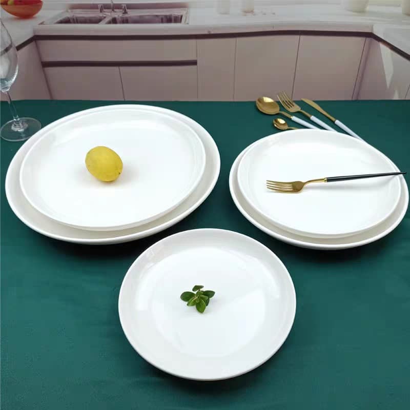 Wholesale Hotel Tableware Hot Plate Restaurant Chicken Plate Chopped Pepper Fish Head Plate Fruit Plate Multi-Purpose Pure White Ceramic Plate