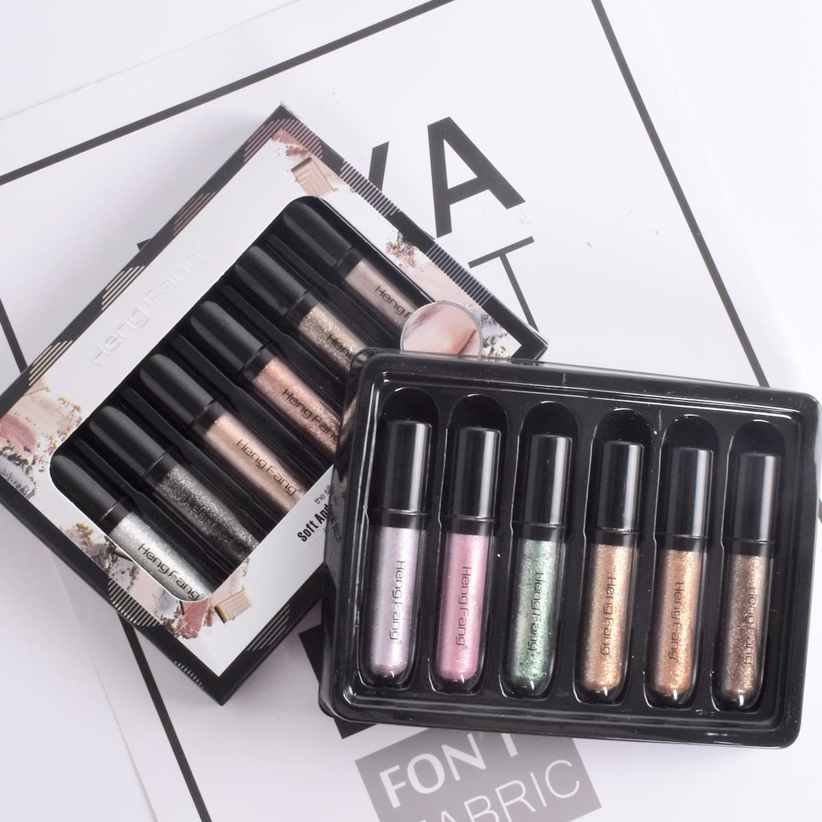 Cross-border Hengfang color eyeshadow set, easy to color and not easy to remove makeup, six-piece combination eyeshadow set for women's makeup