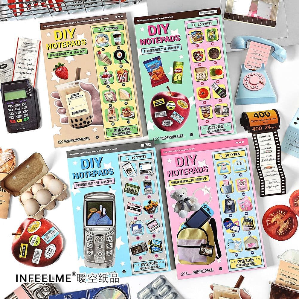Infeel.Me Fun Memo Paper Second Edition Series Material Book Cute Food Scrapbook DIY Decorative Material Paper