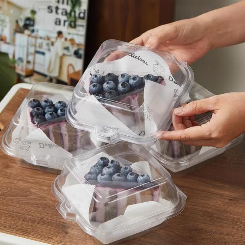 Trendy Tiramisu Packaging Box Transparent Anti-Fog 4-Inch Basque Cake Slice Dessert Bento Picnic Takeout