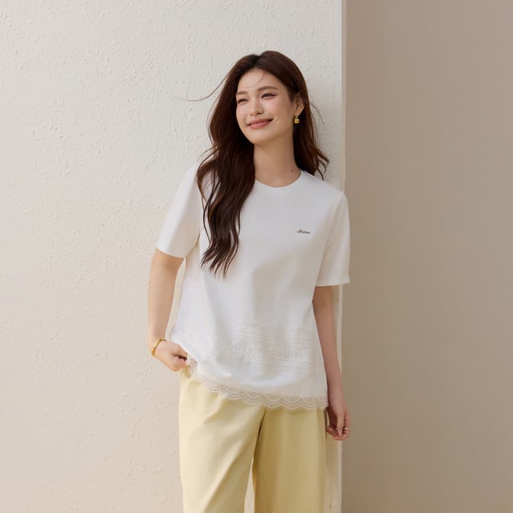 [Ruffle Hem T-Shirt] Xianlixiu Plus Size Women's Fashion Top for Curvy Women 2026 Summer New Arrival