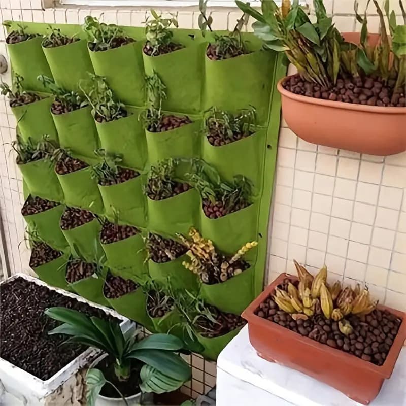 Gardening Cross-Border Hot Selling 9/18/36 Pocket Wall-Mounted Non-Woven Felt Planting Bag Greening Plant Gardening