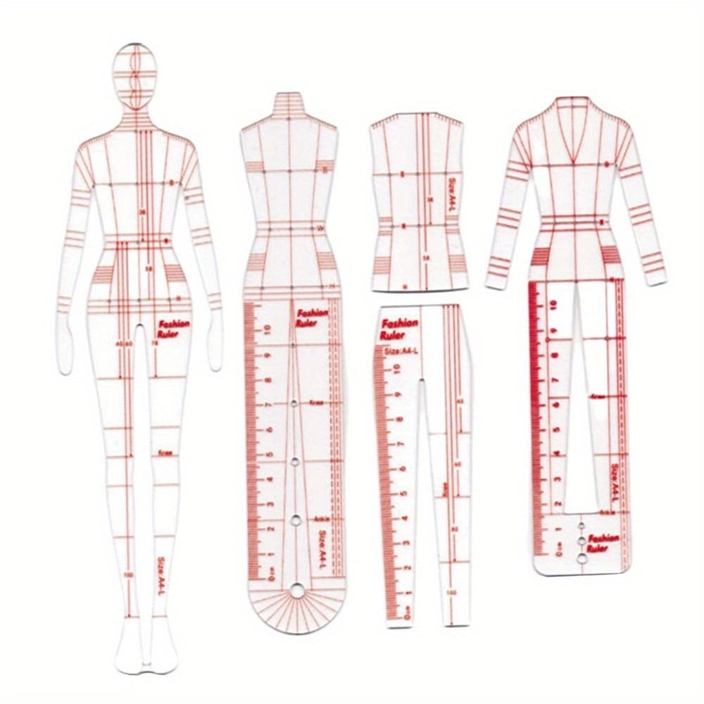 2025 New Cross-border Drop Shipping 4 Types of Sewing Accessories Measuring Ruler, Fashion Sketching