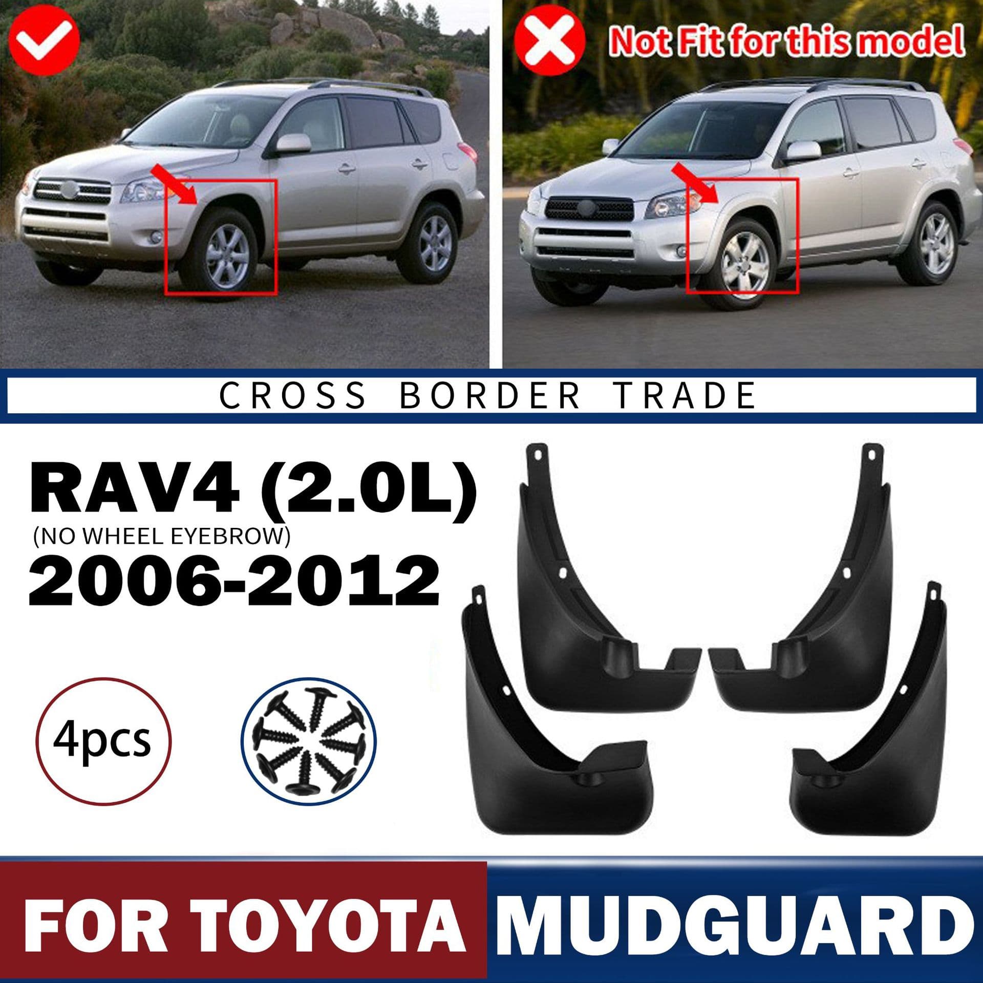 Suitable for Toyota RAV4 2.0L 2006-2012 without wheel eyebrows foreign trade car tires fender tiles