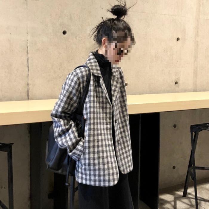 Women's plaid blazer, new autumn style, Korean style, loose fit, versatile long-sleeved top, elegant and trendy blazer.