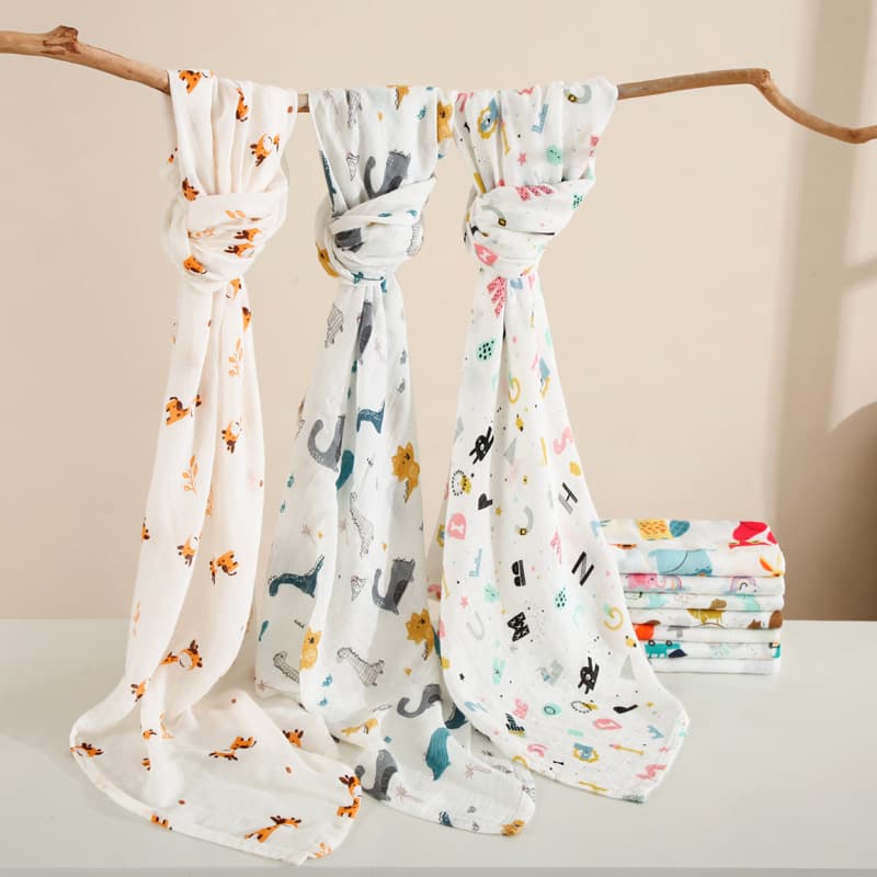 Bamboo cotton swaddle blankets for newborns, delivery room blankets, summer baby blankets, double-layer swaddles, wholesale, breathable and soft.
