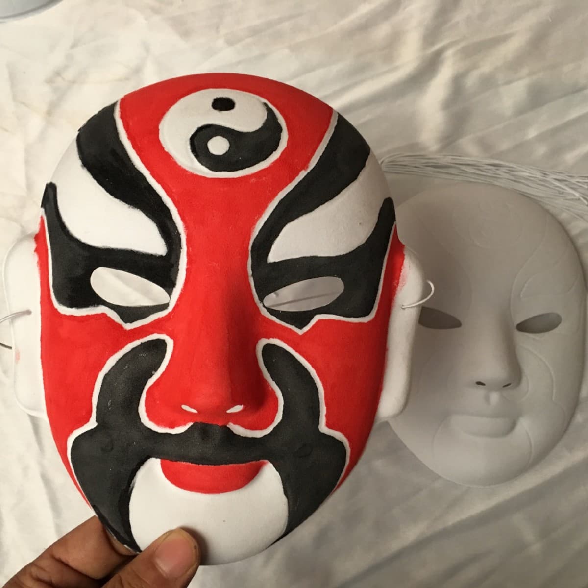 Indentation-Free DIY Hand-painted Doodle Peking Opera Face Flocked Mask Manufacturer with Rope and Color Chart