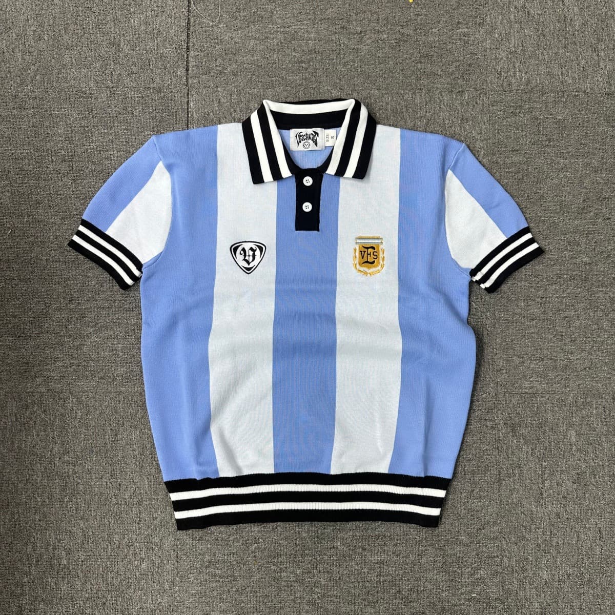 Vescartes Argentina jersey logo embroidered T-shirt baggy