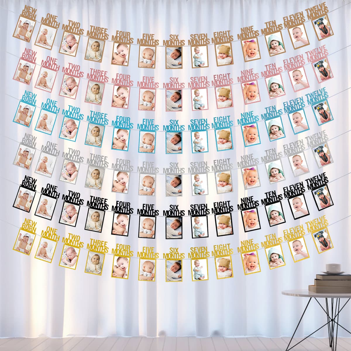 1st Birthday Photo Banner Party Decoration Photo Wedding Background Wall Decor Glitter Paper