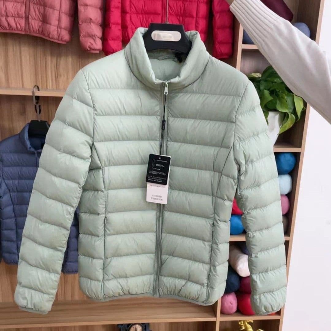 2023 Winter New Lightweight Down Jacket Women's Short Stand Collar Hooded Thin White Duck Down Large Size Coat