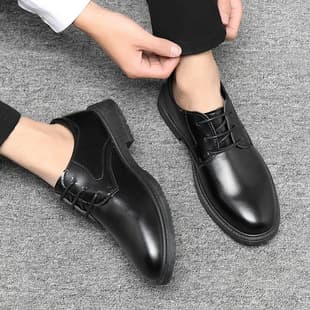 Cross-Border Spring/Summer Leather Shoes, Low-Top Casual Shoes, Versatile Men's Black Work Shoes, Waterproof Korean Style Business Shoes
