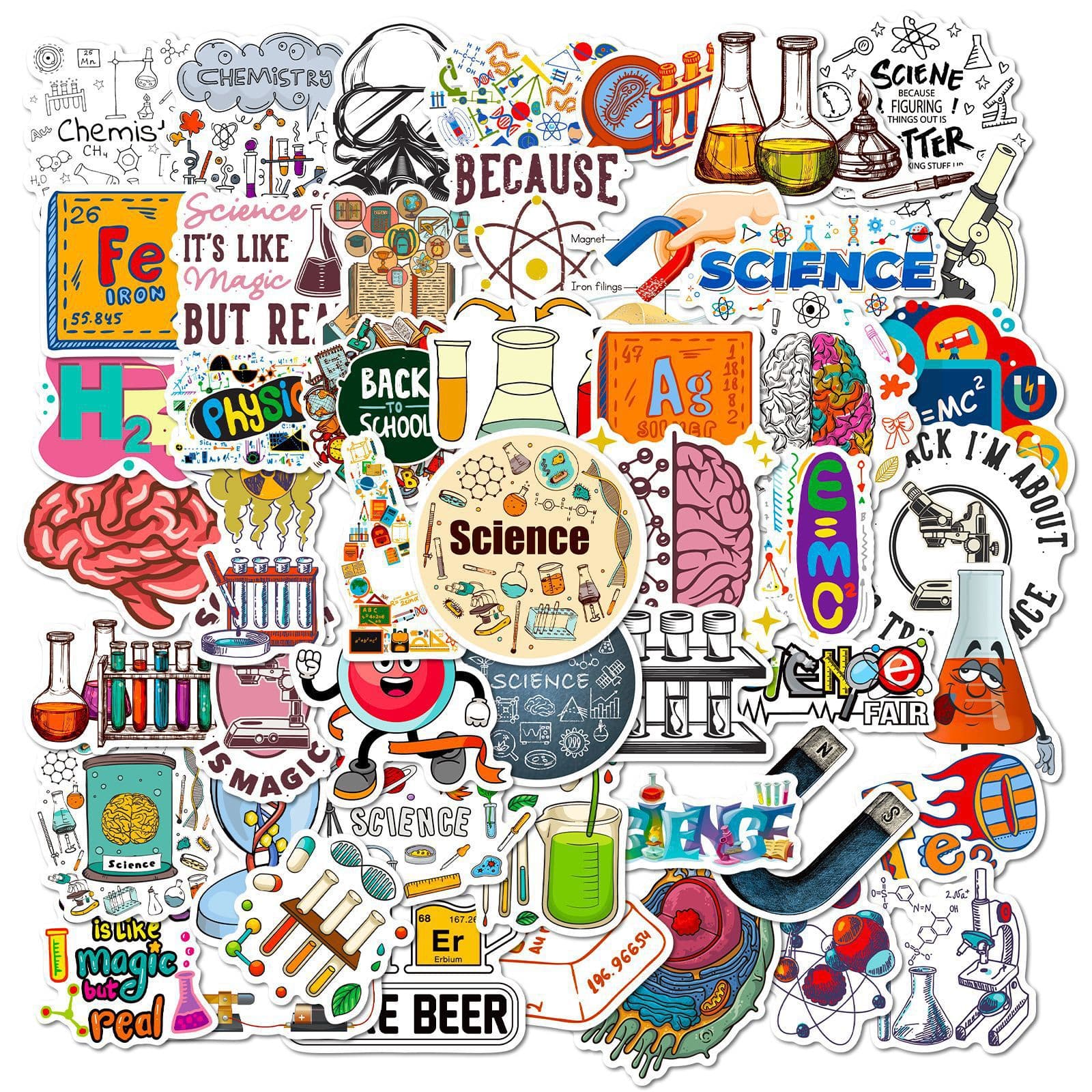 50 new chemical equipment laboratory personalized science cartoon laboratory supplies stickers computer ipad stickers