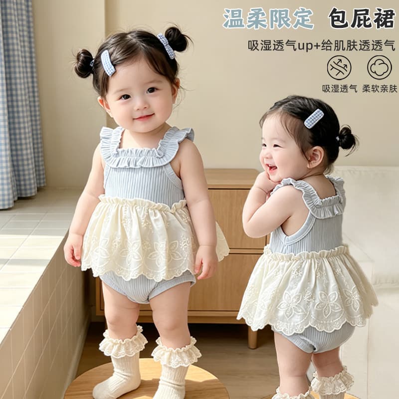 [Gentle Limited Edition] Infant Summer Clothes, Baby Girl Summer Thin Suspender Skirt, Summer Jumpsuit