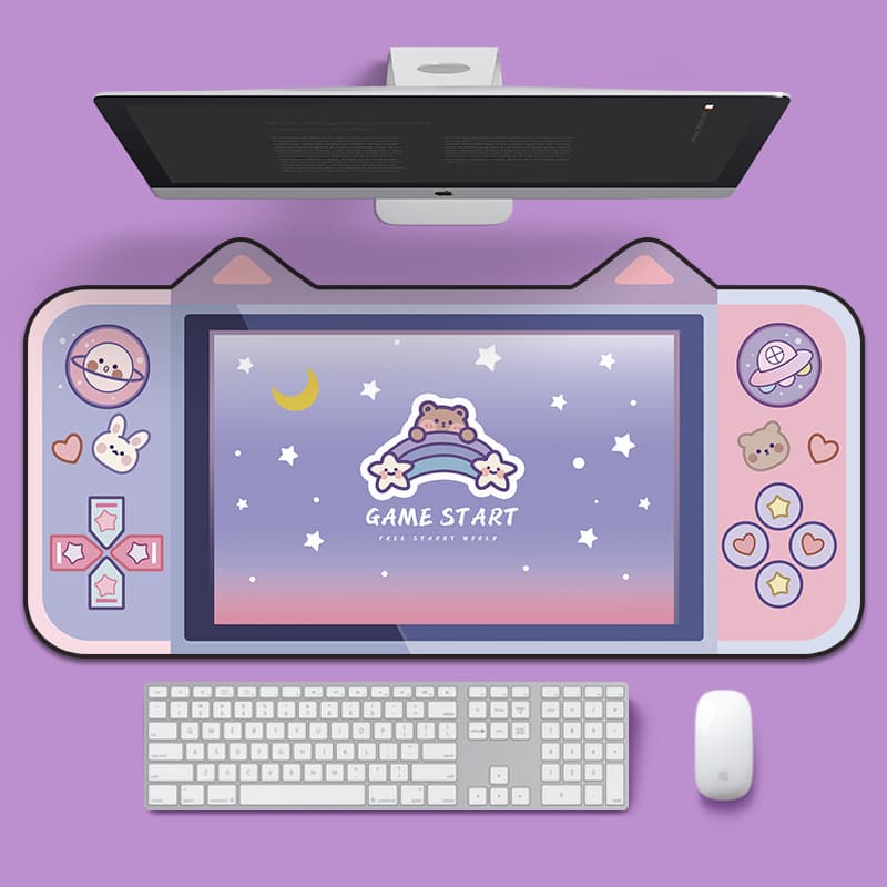 Cute mouse pad large cartoon cute cat ear handheld machine thickened e-sports game office non-slip desk pad washable