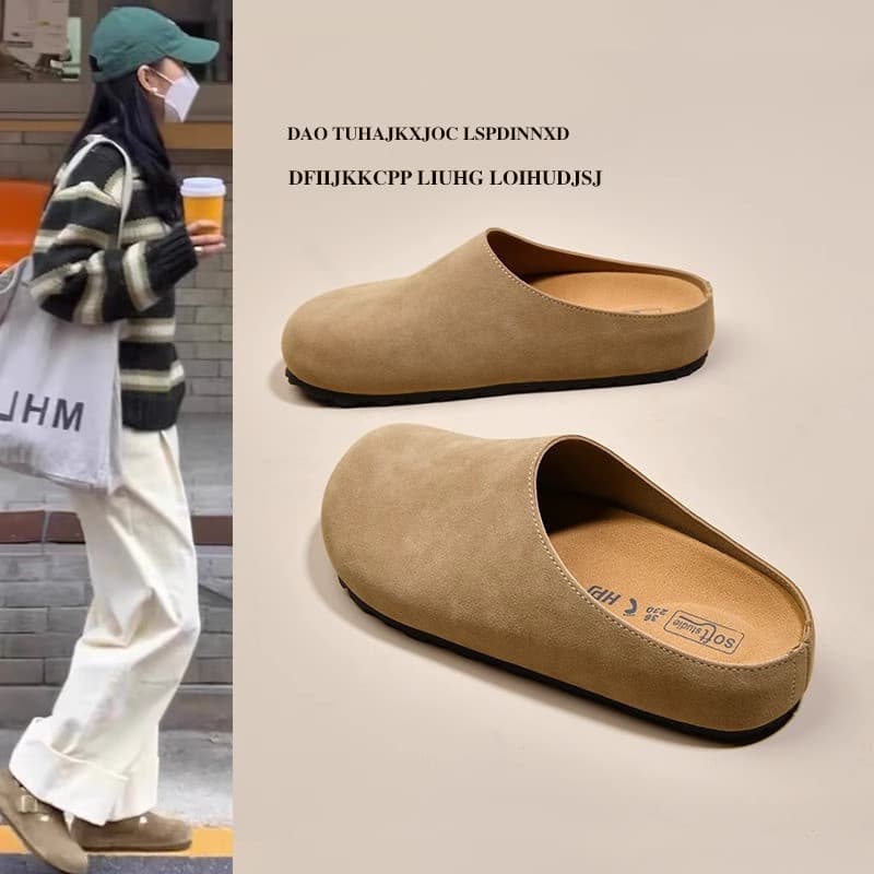 Flat Closed-Toe Half-Slippers for Women, 2026 New Spring Style, Slip-On Lazy Shoes for Pregnant Women, Cute and Quirky Mules, Birkenstock-Style Shoes