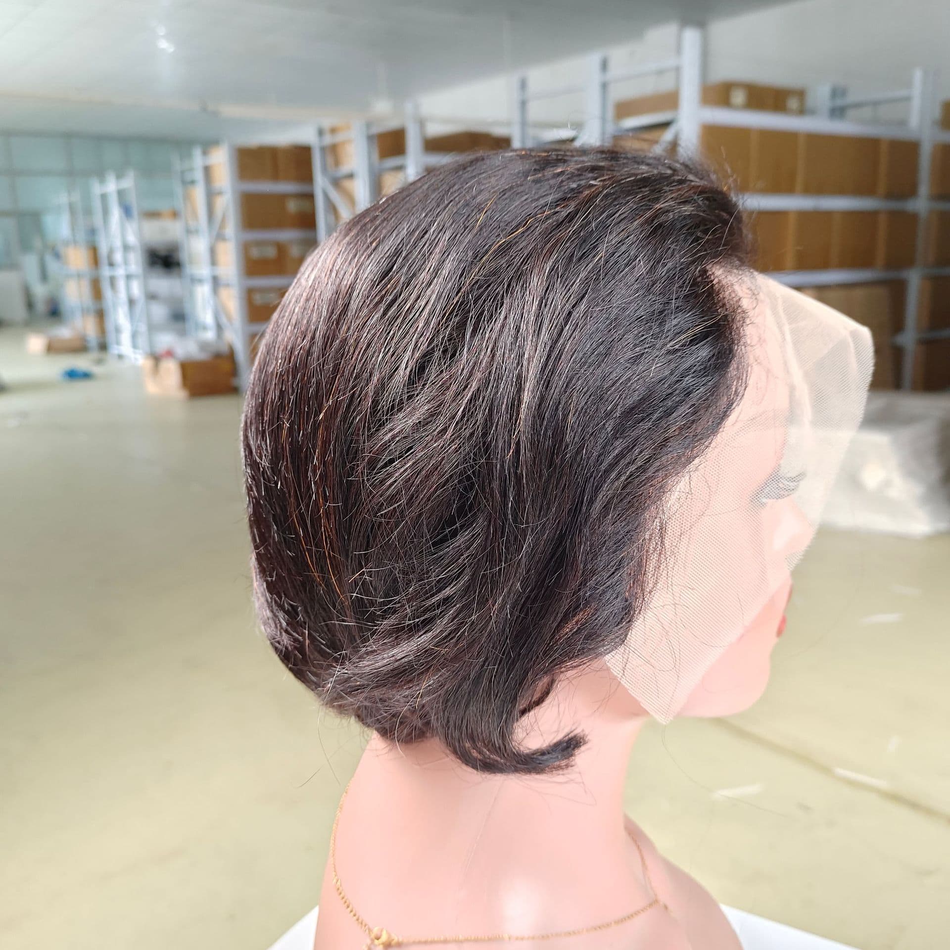 Human Hair Lace Wig, African European Short Hair Wig for Women, Cross-Border E-Commerce