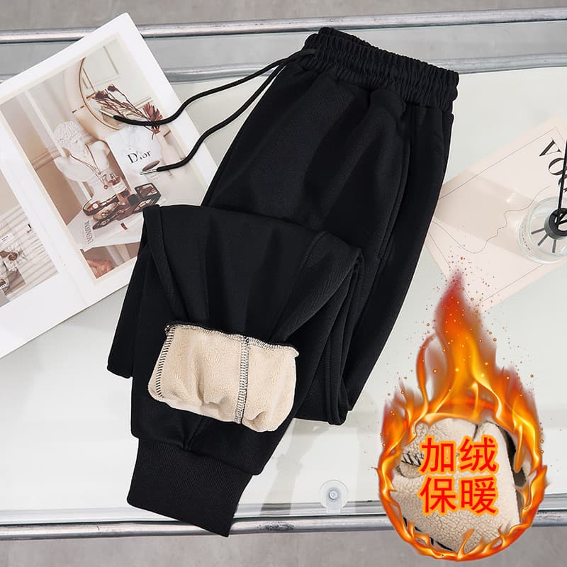 Autumn/Winter New Arrival Plus Size Women's Pants, Extra Large, Fleece-lined, Thickened, Korean Style, Slimming K6145