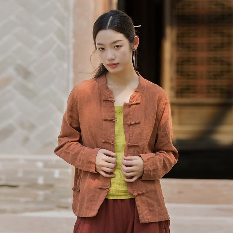 2026 Spring New Chinese-style Women's Improved Tang Suit Stunning Small Stand Collar Top with Frog Buttons Long Sleeve Slim Fit Zen Cardigan