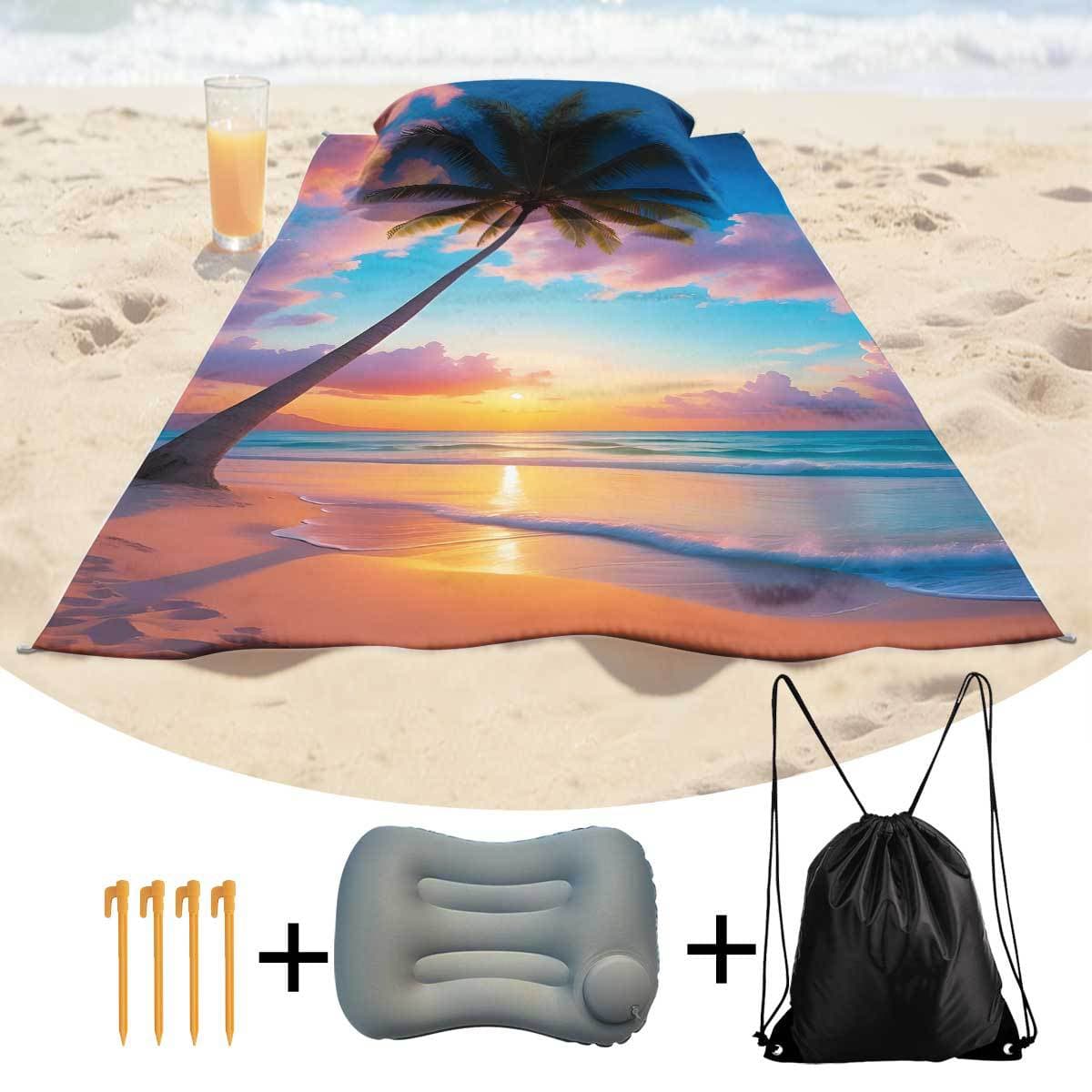 Minimum order of 1 piece: Beach towel pillow + inflatable pillow + beach stakes + drawstring bag