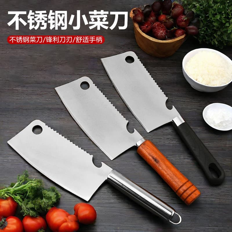 Two-dollar store kitchen wooden handle cleaver cheese knife household fruit knife lakeside fish stall knife mini stainless steel